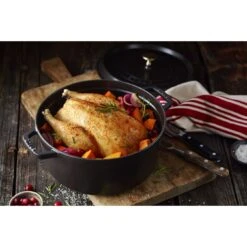 Staub Cocotte 26 Cm, Rund, Schwarz, Gusseisen -Staub Geschäft 000017453