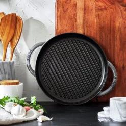 Staub Grillpfanne 26 Cm, Rund, Graphit-Grau, Gusseisen -Staub Geschäft 1203018 LS 01