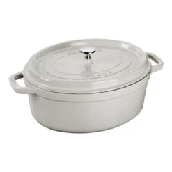 Staub Cocotte 27 Cm, Oval, Weisser Trüffel, Gusseisen
