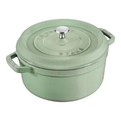 Staub Cocotte 26 Cm, Rund, Salbeigrün, Gusseisen