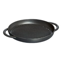 Staub Pure Grill 26 Cm, Rund, Schwarz, Gusseisen