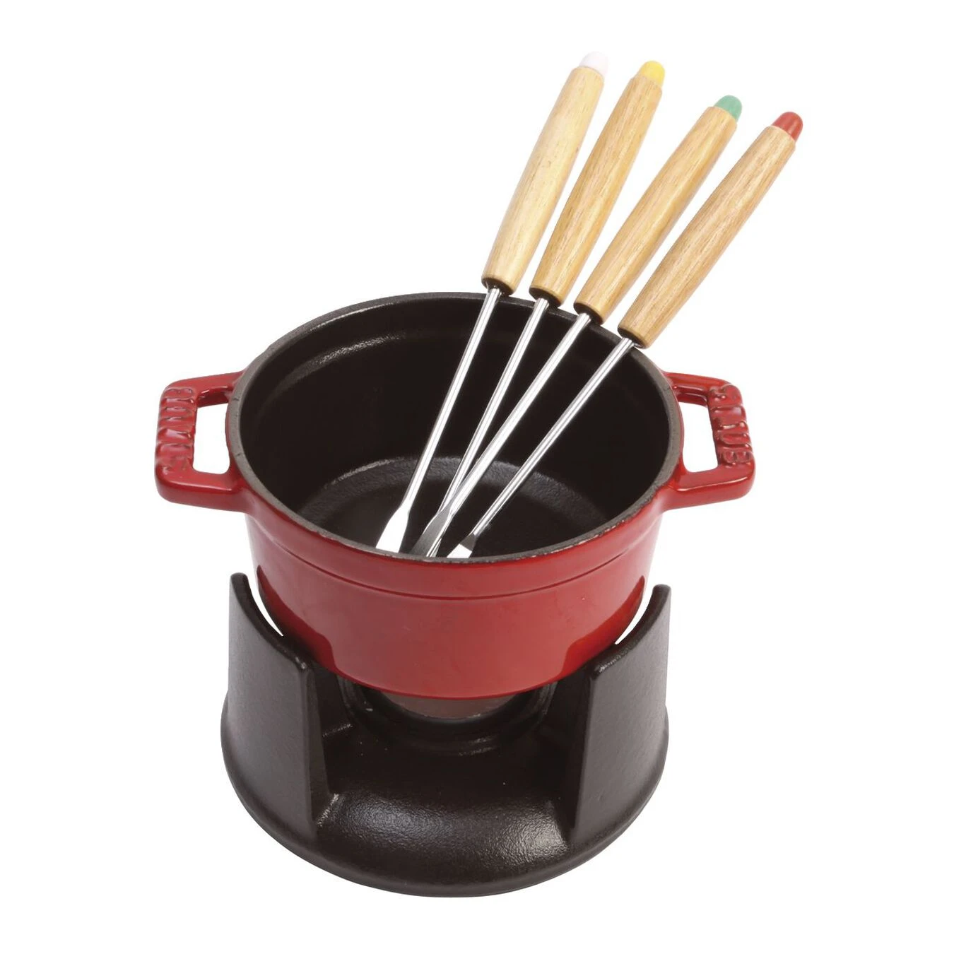 Staub Mini Fondue Set 10 Cm, Kirsch-Rot 6 Staub Mini Fondue Set 10 Cm, Kirsch-Rot – Bild 4