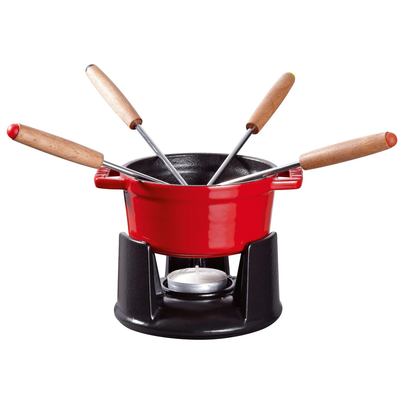 Staub Mini Fondue Set 10 Cm, Kirsch-Rot 5 Staub Mini Fondue Set 10 Cm, Kirsch-Rot – Bild 3