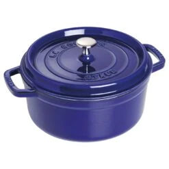 Staub Cocotte 26 Cm, Rund, Dunkelblau, Gusseisen