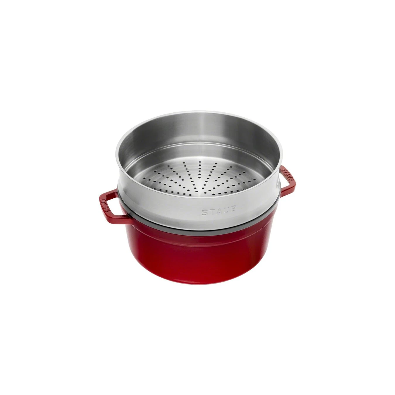Staub Cocotte Mit Dämpfeinsatz 26 Cm, Rund, Kirsch-Rot, Gusseisen 7 Staub Cocotte Mit Dämpfeinsatz 26 Cm, Rund, Kirsch-Rot, Gusseisen – Bild 5
