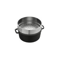 Alternative view of Staub Cocotte Mit Dämpfeinsatz 26 Cm, Rund, Schwarz, Gusseisen
