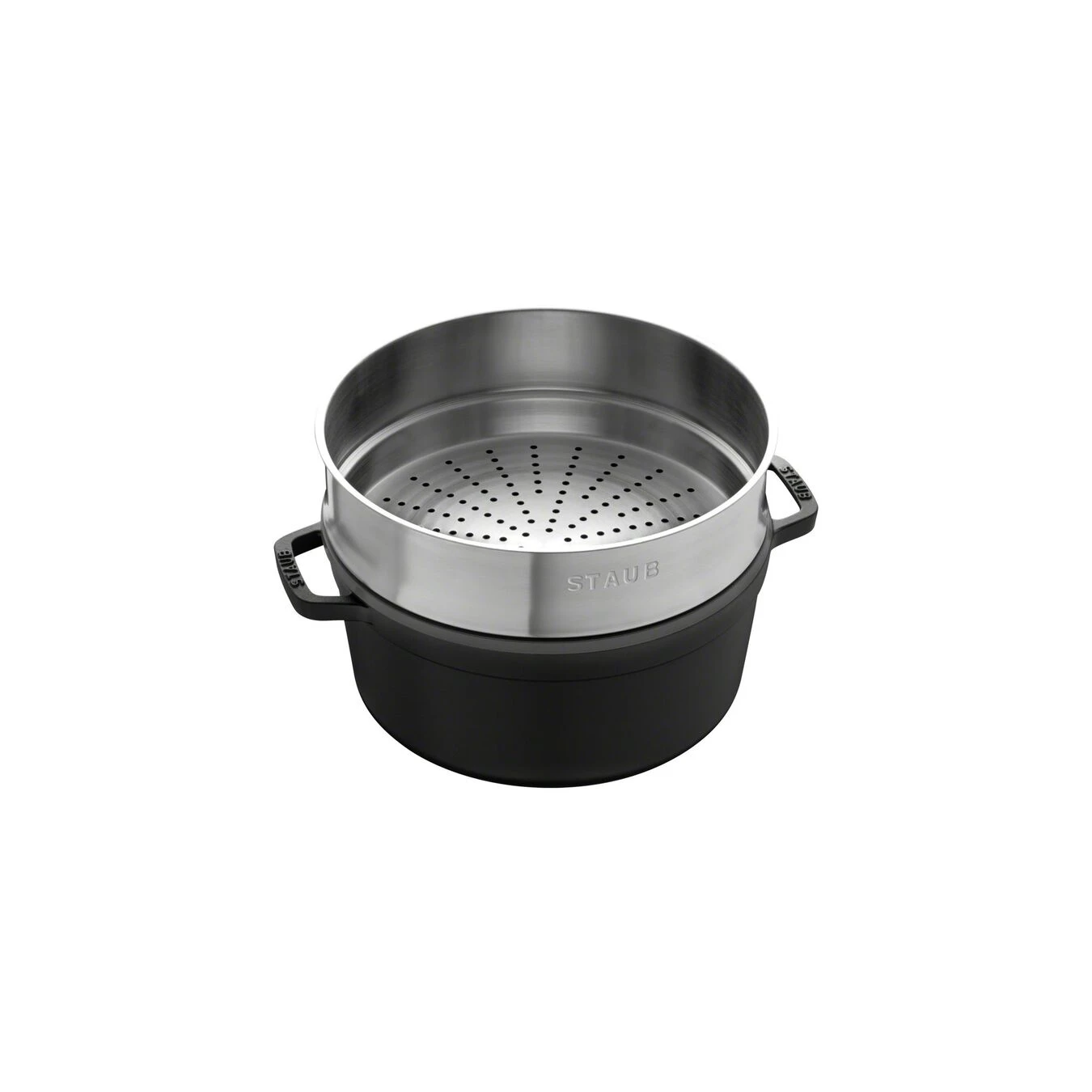Staub Cocotte Mit Dämpfeinsatz 26 Cm, Rund, Schwarz, Gusseisen 4 Staub Cocotte Mit Dämpfeinsatz 26 Cm, Rund, Schwarz, Gusseisen – Bild 2