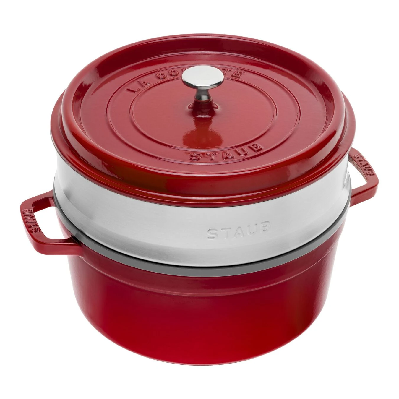 Staub Cocotte Mit Dämpfeinsatz 26 Cm, Rund, Kirsch-Rot, Gusseisen 3 Staub Cocotte Mit Dämpfeinsatz 26 Cm, Rund, Kirsch-Rot, Gusseisen