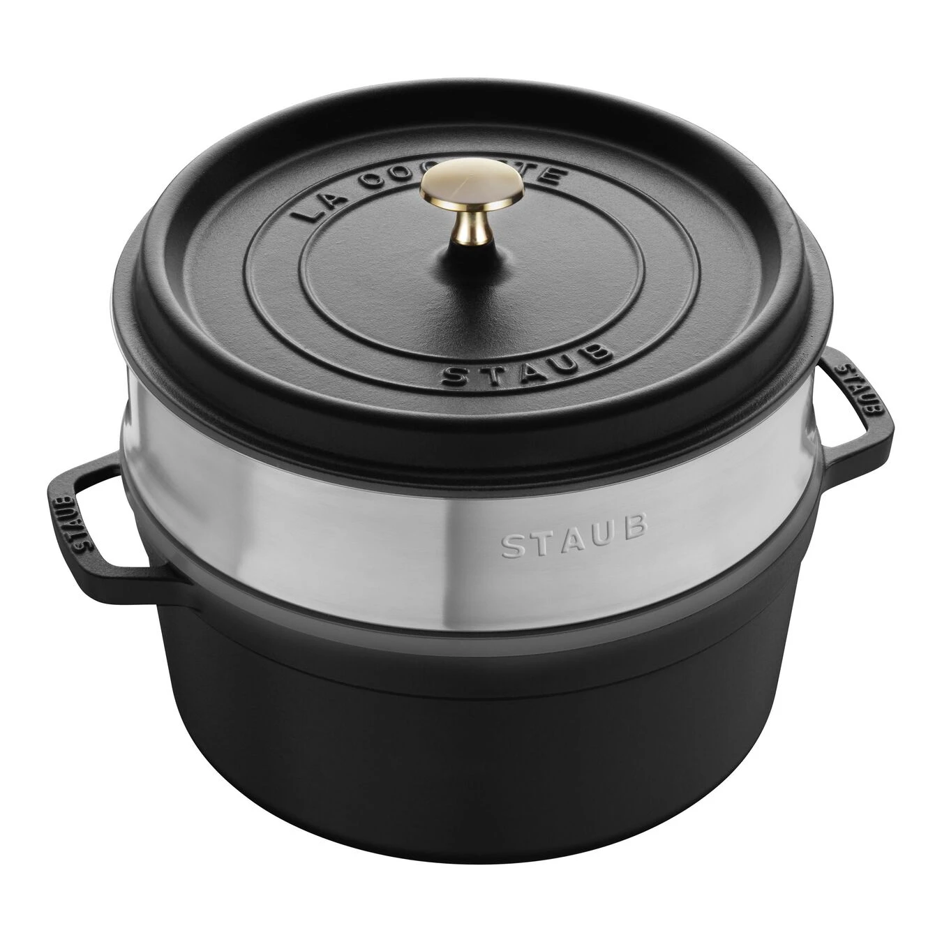 Staub Cocotte Mit Dämpfeinsatz 26 Cm, Rund, Schwarz, Gusseisen 3 Staub Cocotte Mit Dämpfeinsatz 26 Cm, Rund, Schwarz, Gusseisen