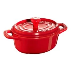 Staub Mini Cocotte 10 Cm, Oval, Kirsch-Rot, Keramik