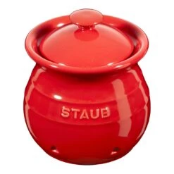 Staub Knoblauchbehälter Kirsch-Rot, Keramik
