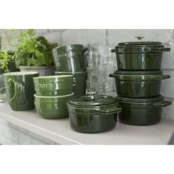 Staub Mini Cocotte 10 Cm, Rund, Basilikum-Grün, Gusseisen -Staub Geschäft 750032443